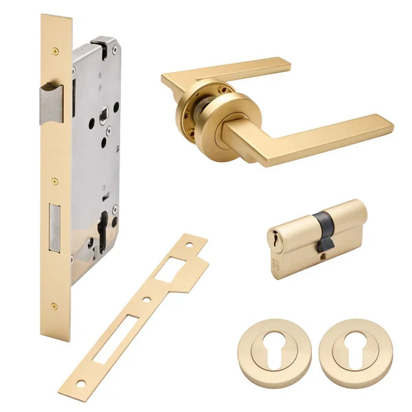 Satin Brass Entrance Door Kit Hamilton - Manovella