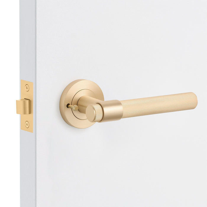 Satin Brass Privacy Door Handle - Rochester - Manovella