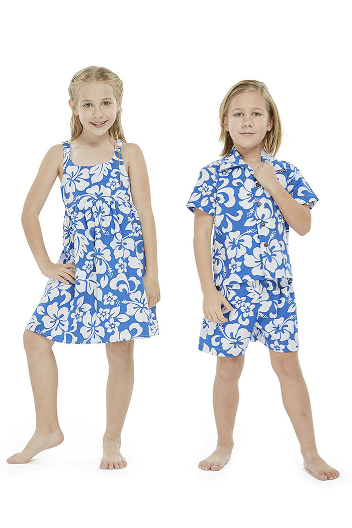 Sibling Set in Vintage Hibiscus Blue