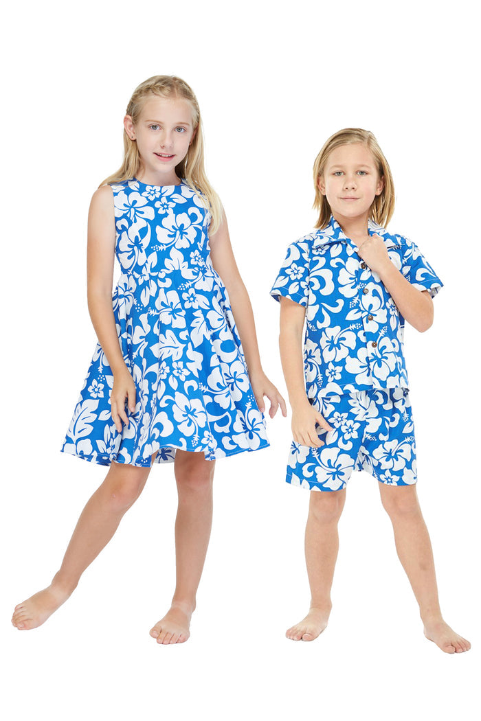 Sibling Set in Vintage Hibiscus Blue
