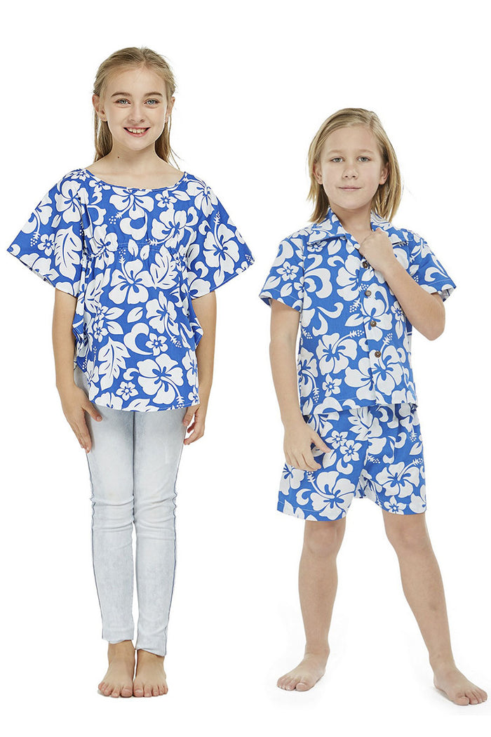 Sibling Set in Vintage Hibiscus Blue