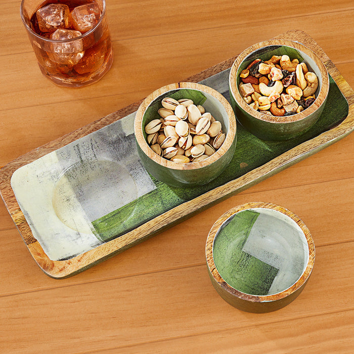 Sicilia Enameled Mango Wood Condiment Bowl Set