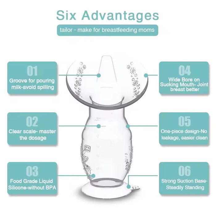 Silicone Breast Pump | Manual Hands-Free Milk Collector | Nel's Babies & Kiddies