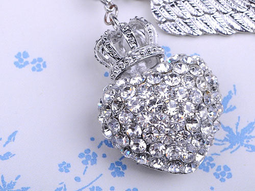 Silver Colored Crown Heart Wing Key Chain - ALILANG.COM