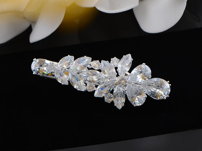 Silver Zircon Czech Flower Bridal Hair Clip Pin - ALILANG.COM
