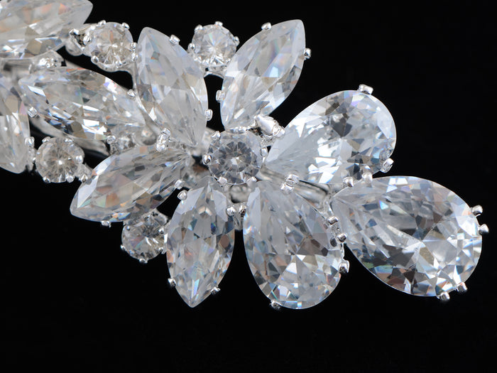 Silver Zircon Czech Flower Bridal Hair Clip Pin - ALILANG.COM