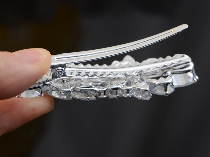 Silver Zircon Czech Flower Bridal Hair Clip Pin - ALILANG.COM