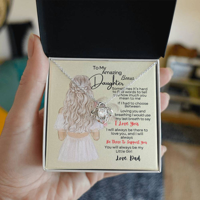 To My Amazing Bonus Daughter| With My Last |Love Knot Necklace