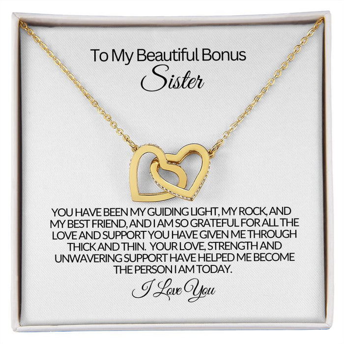 To My Beautiful Bonus Sister -My Best Friend- Interlocking Hearts Necklace 💕