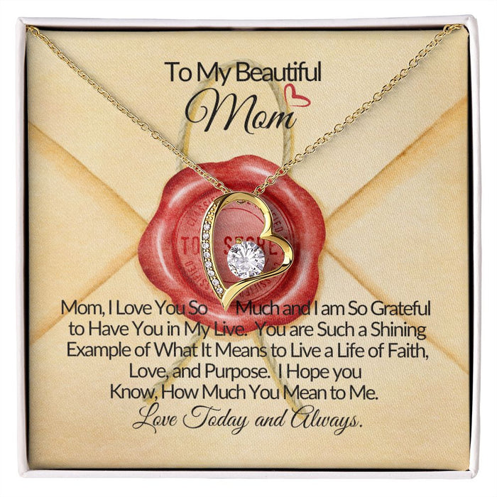 To My Beautiful Mom -U Are My Joy My World- Forever Love Necklace