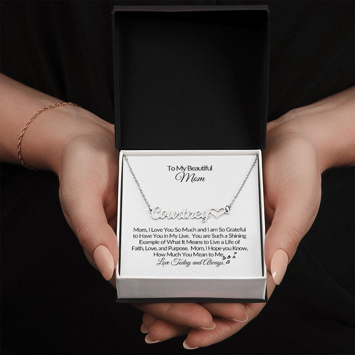 To My Beautiful Mother-I Love U-Heart Name Necklace❤️