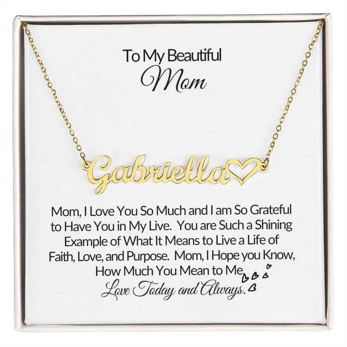 To My Beautiful Mother-I Love U-Heart Name Necklace❤️