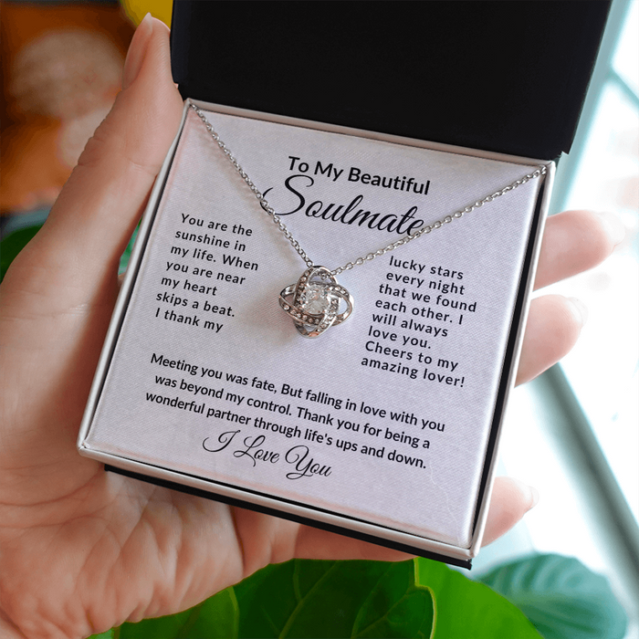 TO MY BEAUTIFUL SOULMATE-Fate Unbreakable Bond- LOVEKNOT  NECKLACE