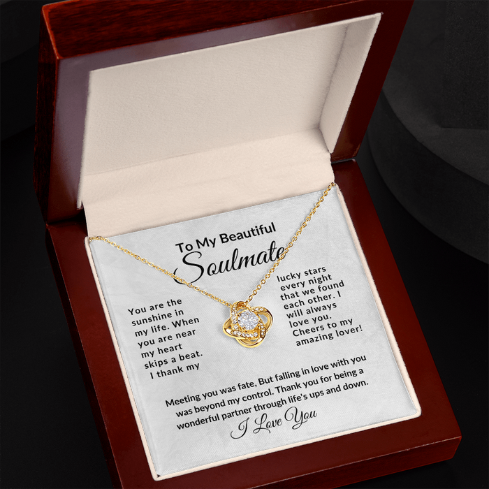 TO MY BEAUTIFUL SOULMATE-Fate Unbreakable Bond- LOVEKNOT  NECKLACE