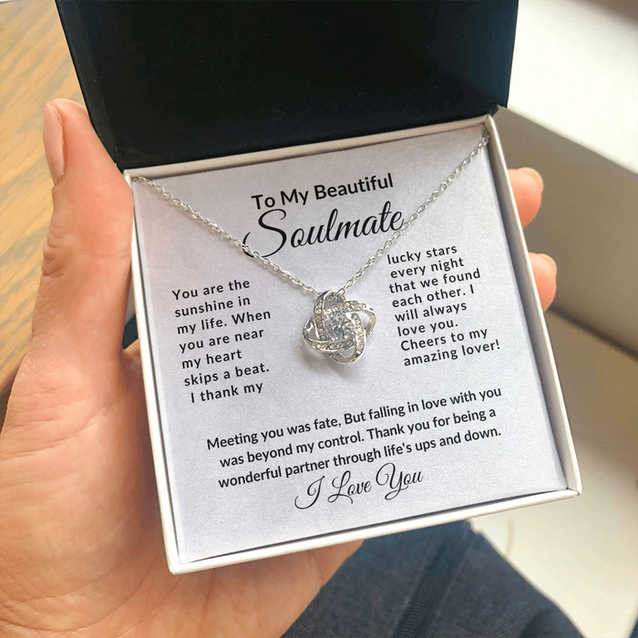 TO MY BEAUTIFUL SOULMATE-Fate Unbreakable Bond- LOVEKNOT  NECKLACE