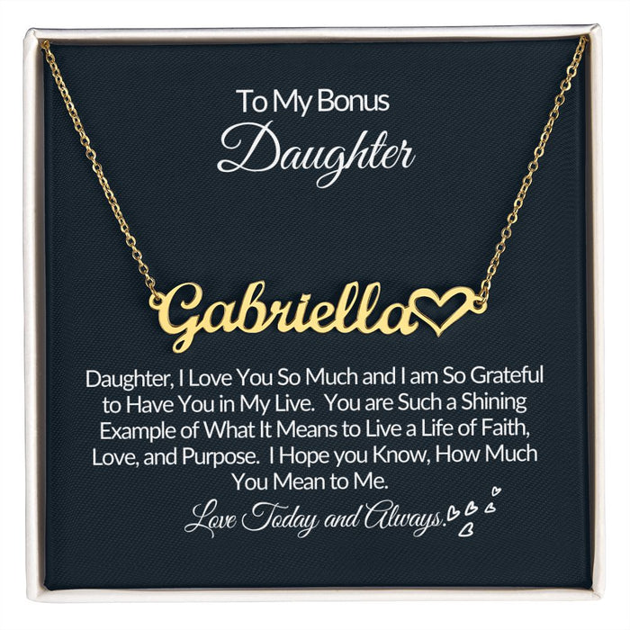 To My Bonus Daughter-U are Special-Personalize Heart Name Necklace