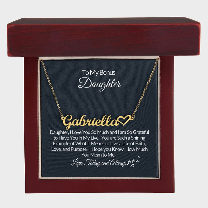 To My Bonus Daughter-U are Special-Personalize Heart Name Necklace