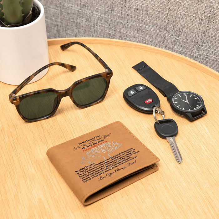 To My Dearest Son-First Day Senior Year-Find Better Paying Job-Fr. Love Dad-Graphic Leather Wallet