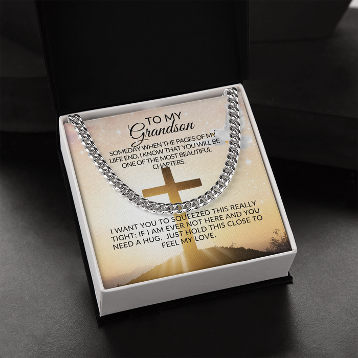 To My Grandson- BLESS-Cuban Link Chain Necklace