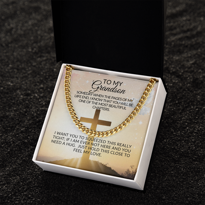 To My Grandson- BLESS-Cuban Link Chain Necklace