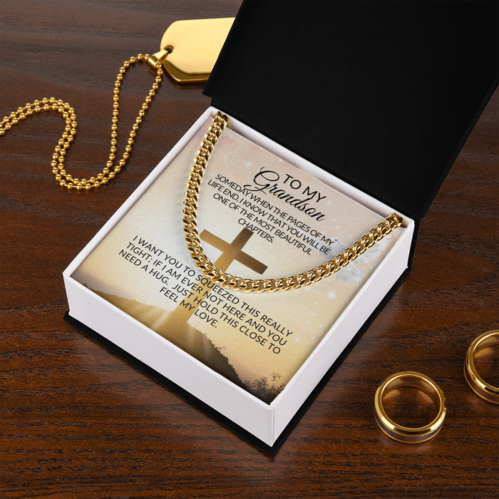 To My Grandson- BLESS-Cuban Link Chain Necklace