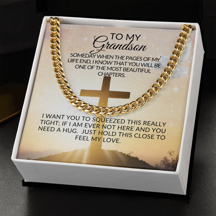 To My Grandson- BLESS-Cuban Link Chain Necklace