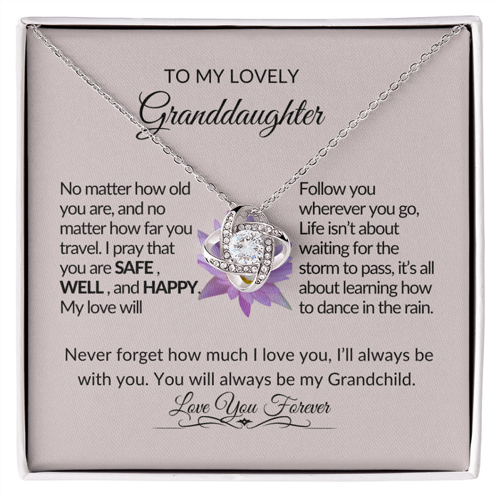 To My Lovely Granddaughter-Dance- Love Knot Necklace