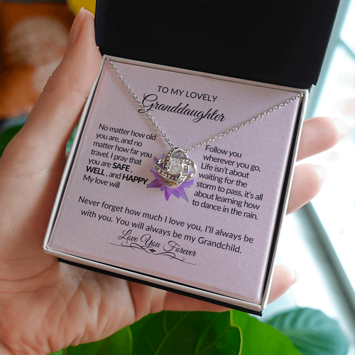 To My Lovely Granddaughter-Dance- Love Knot Necklace