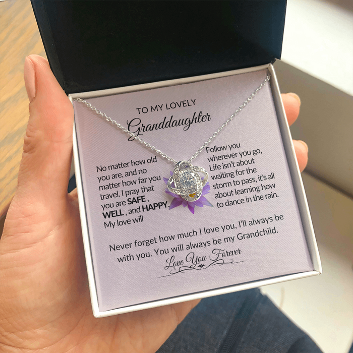 To My Lovely Granddaughter-Dance- Love Knot Necklace
