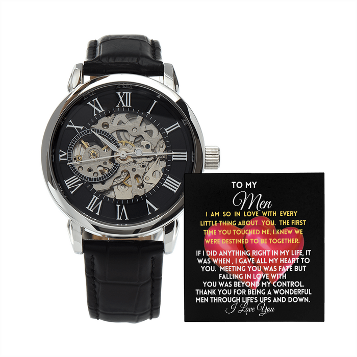 To My MEN- 2-Hearts- Men's Openwork Watch
