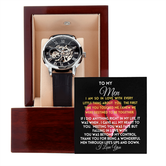 To My MEN- 2-Hearts- Men's Openwork Watch