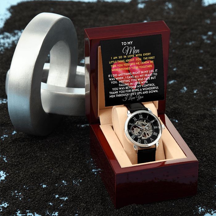 To My MEN- 2-Hearts- Men's Openwork Watch