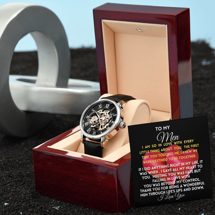 To My MEN- 2-Hearts- Men's Openwork Watch