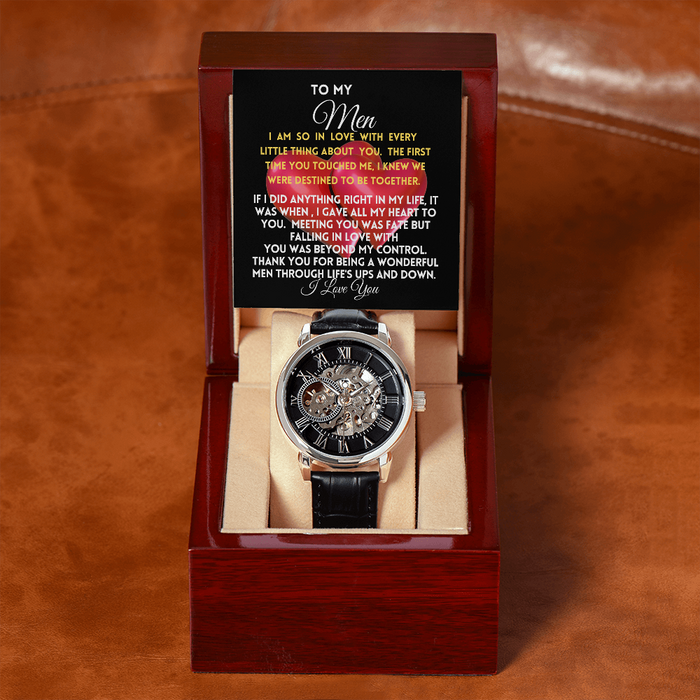 To My MEN- 2-Hearts- Men's Openwork Watch