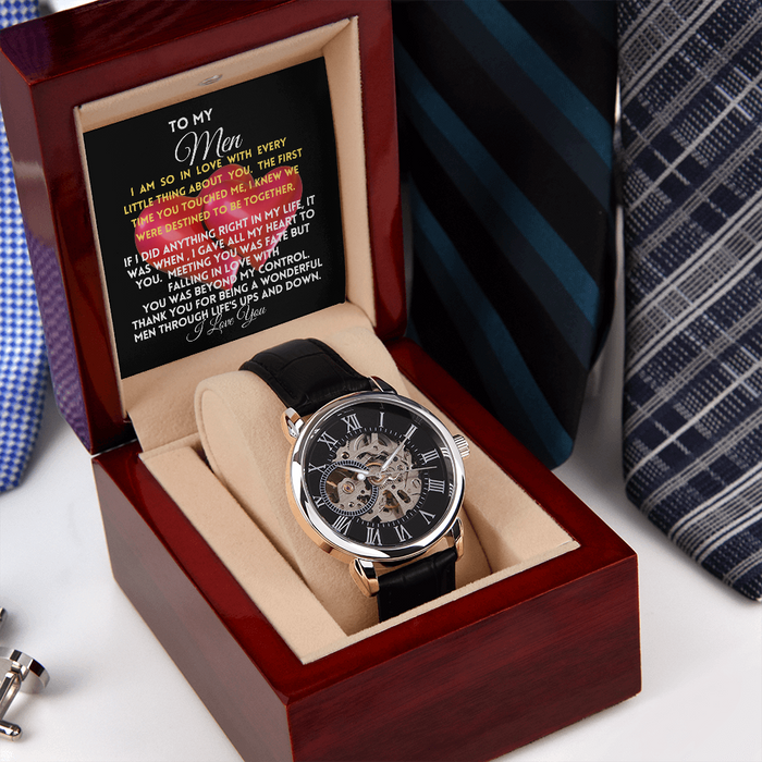 To My MEN- 2-Hearts- Men's Openwork Watch