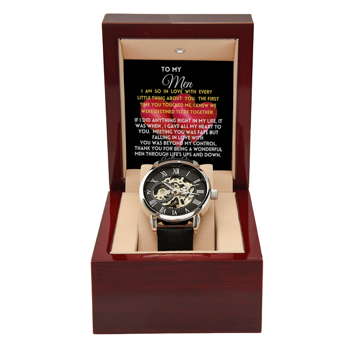 To My MEN- 2-Hearts- Men's Openwork Watch