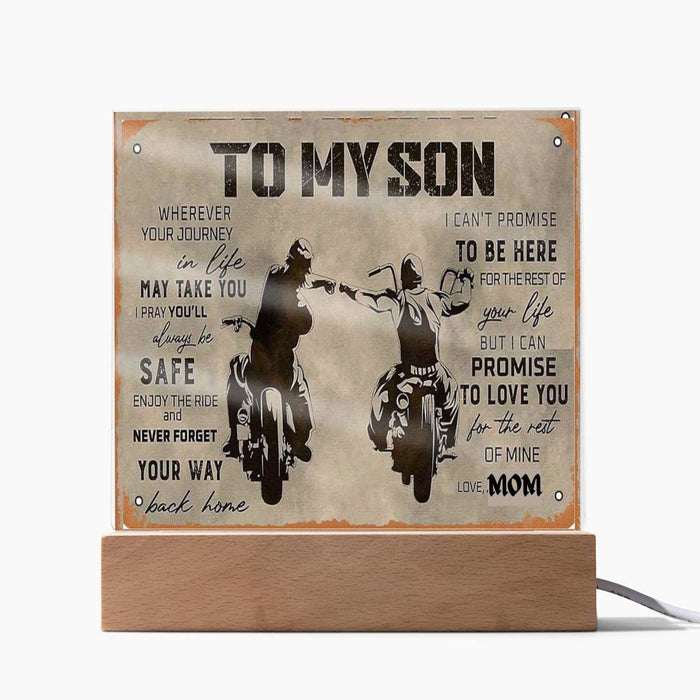 To My Son Ride-Mom Square Acrylic Plaque