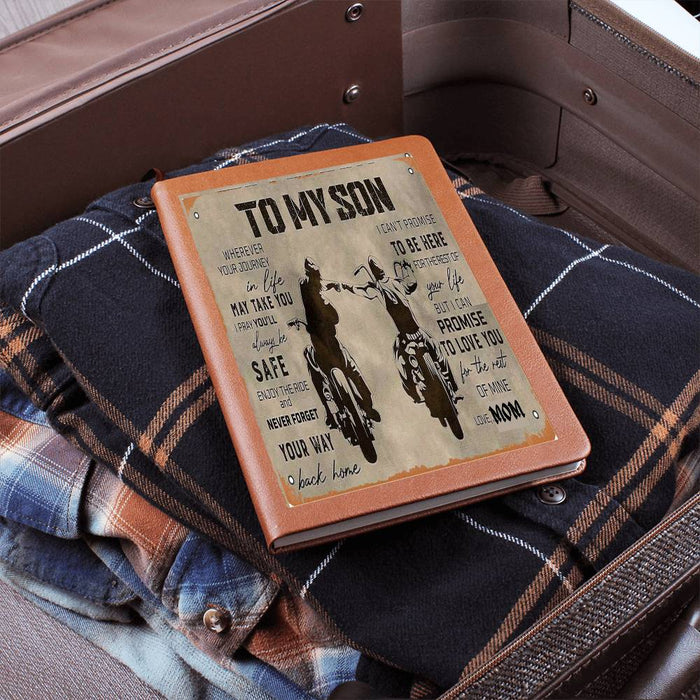 To My Son Wherever the Journey-Mom Graphic Leather Journal 💕