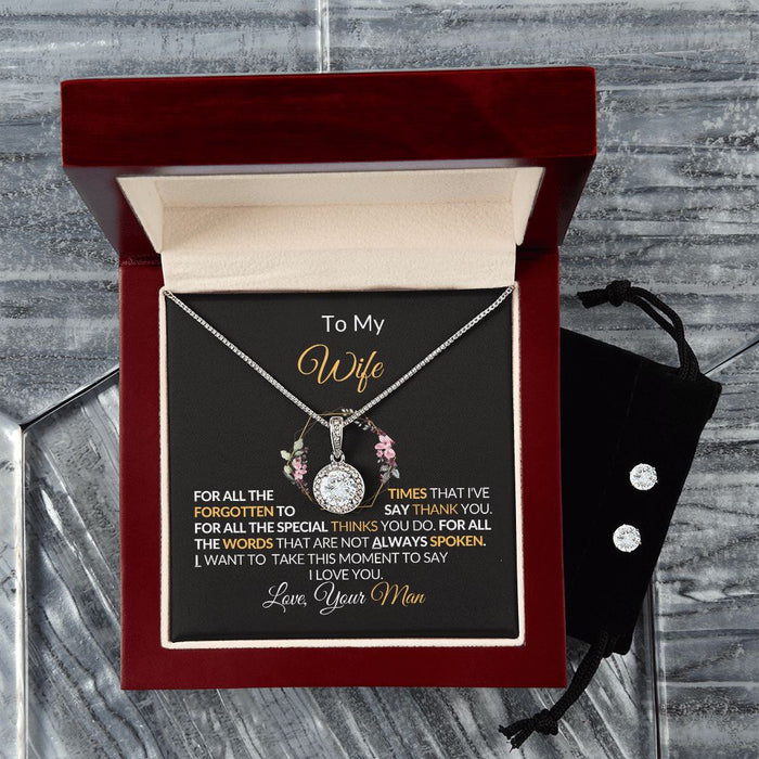 To My Wife - Eternal Hope Necklace and Cubic Zirconia Earring Set