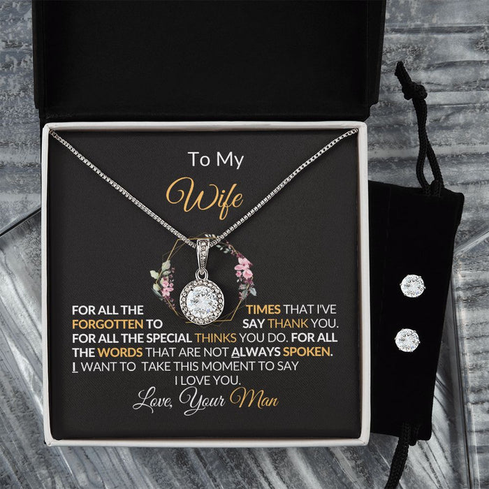 To My Wife - Eternal Hope Necklace and Cubic Zirconia Earring Set