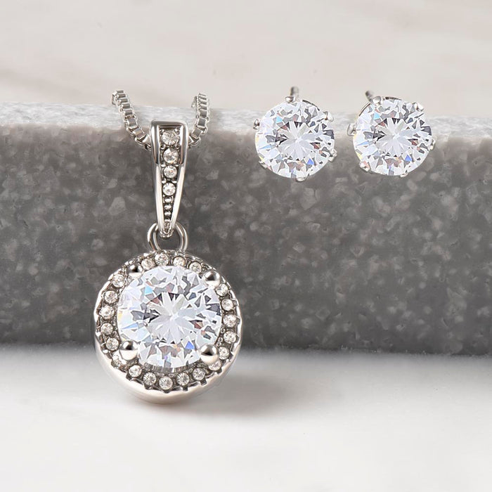To My Wife - Eternal Hope Necklace and Cubic Zirconia Earring Set