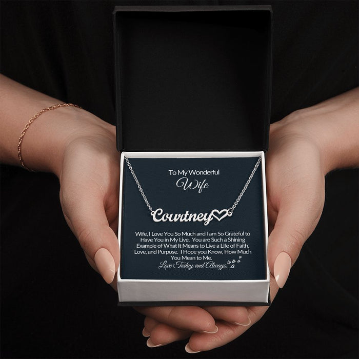 To My Wonderful Wife-U are Special-Personalized Heart Name Necklace