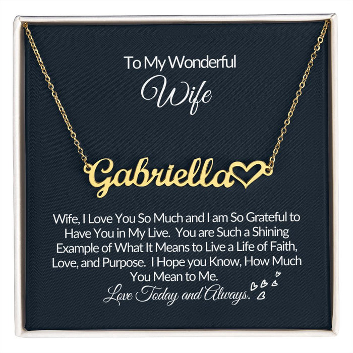 To My Wonderful Wife-U are Special-Personalized Heart Name Necklace
