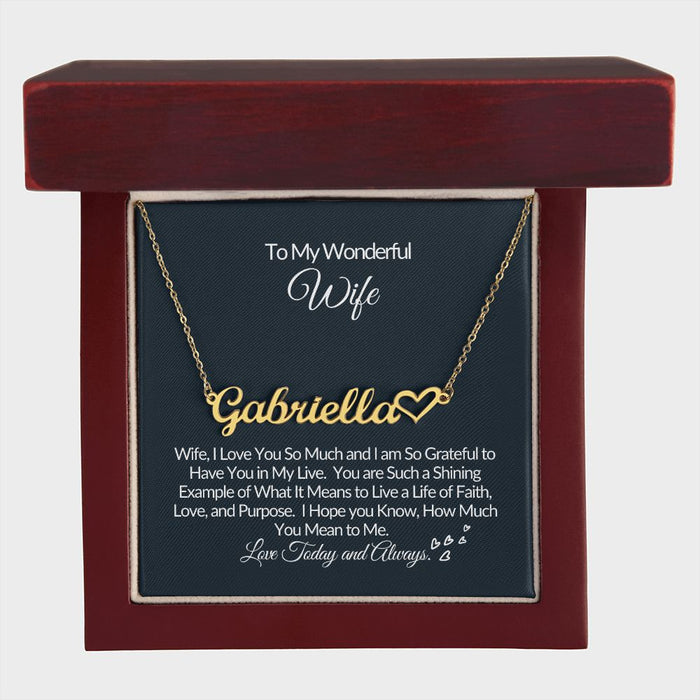 To My Wonderful Wife-U are Special-Personalized Heart Name Necklace