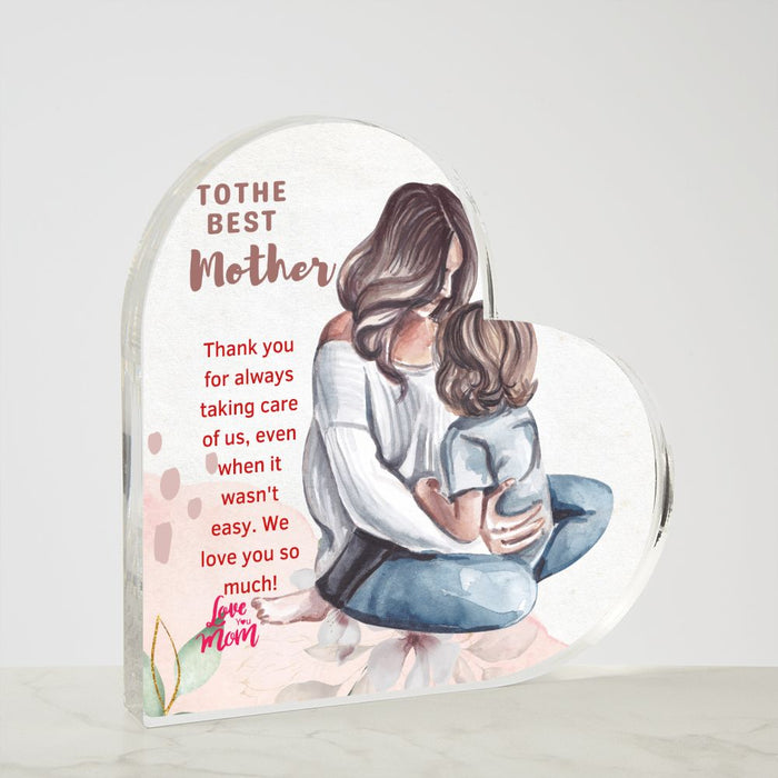 TO THE BEST MOTHER - Printed Heart Shaped Acrylic Plaque❤️