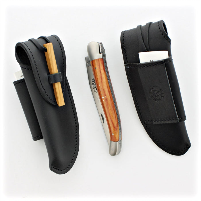 Trappeur Leather Sheath for 12cm Laguiole Pocket Knives, - Handcrafted by Max Capdebarthes
