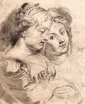 Two young women with a dog