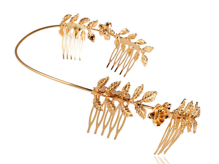 Vintage Symmetrical Rose And Leaves Bohemian Bridal Head Band - ALILANG.COM