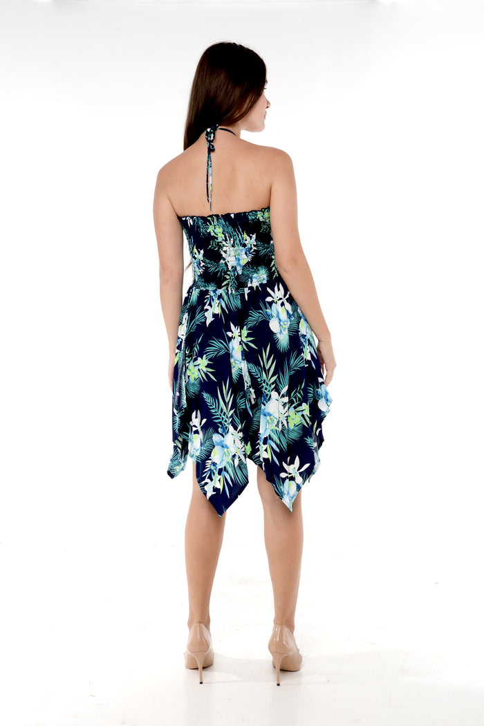 Women's Fairy Uneven Bottom Luau Dress in Orchid Breeze Navy