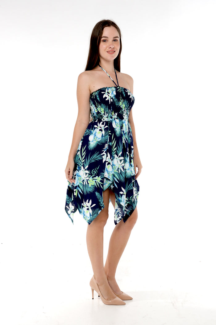 Women's Fairy Uneven Bottom Luau Dress in Orchid Breeze Navy